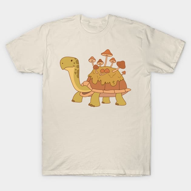 Tortoise with mushrooms on its back T-Shirt by Vaigerika